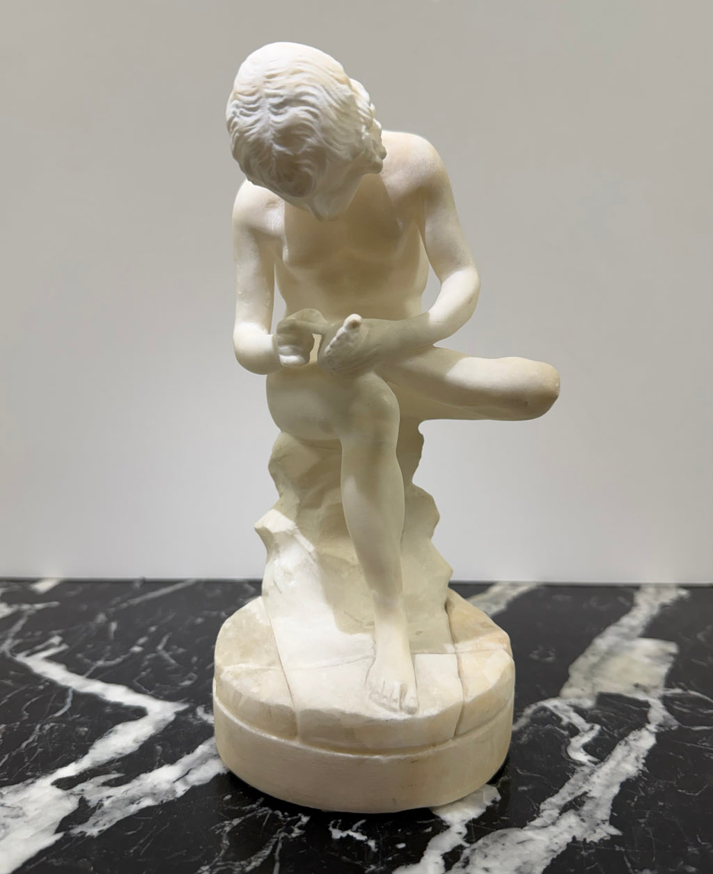 19th Century Alabaster   “Boy With Thorn” Sculpture