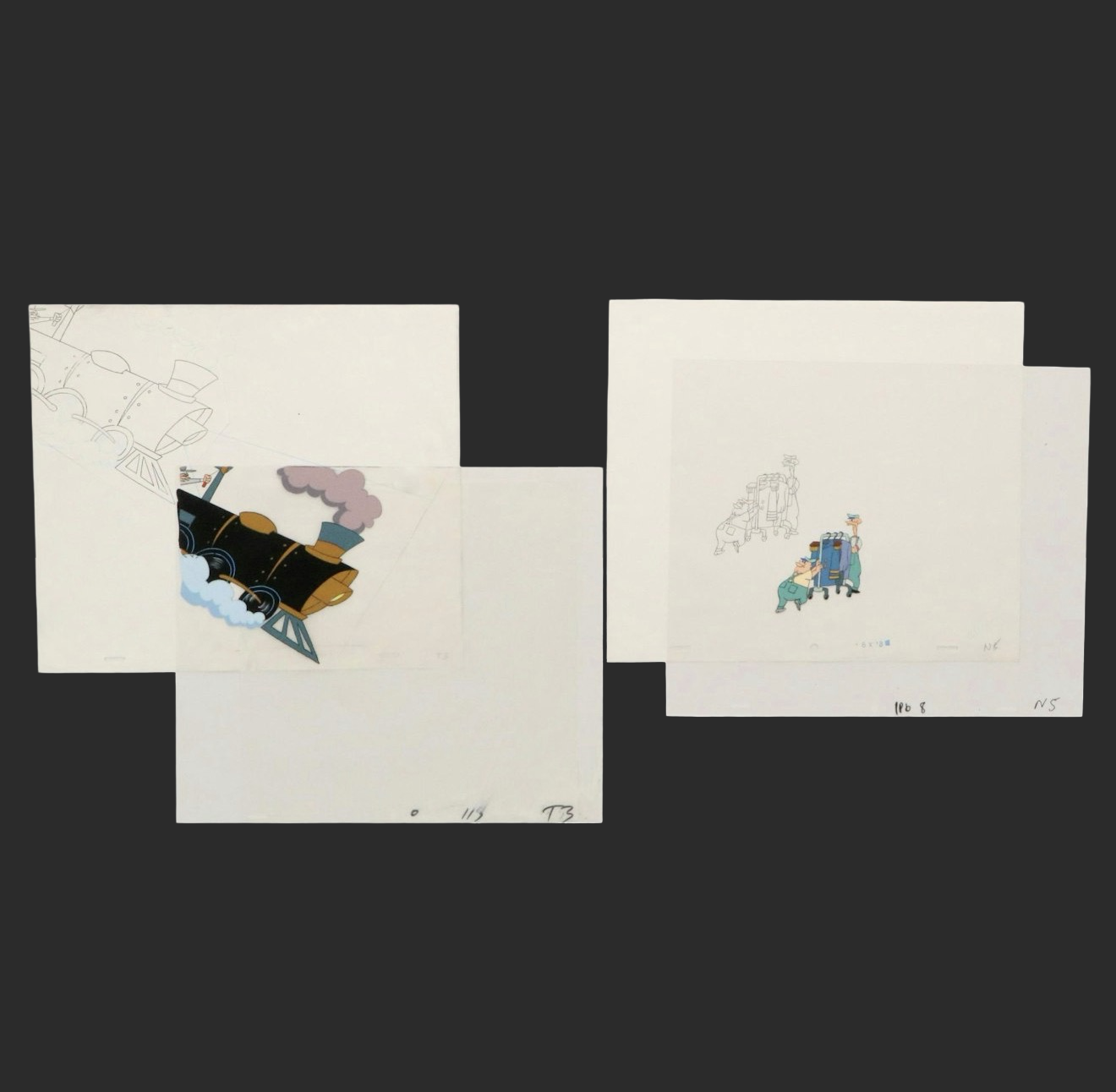 Circa 1990, Sericels With Bellhops &amp; Train Animation