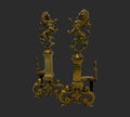 PR. 19th Cent Brass Lion Andirons image 0