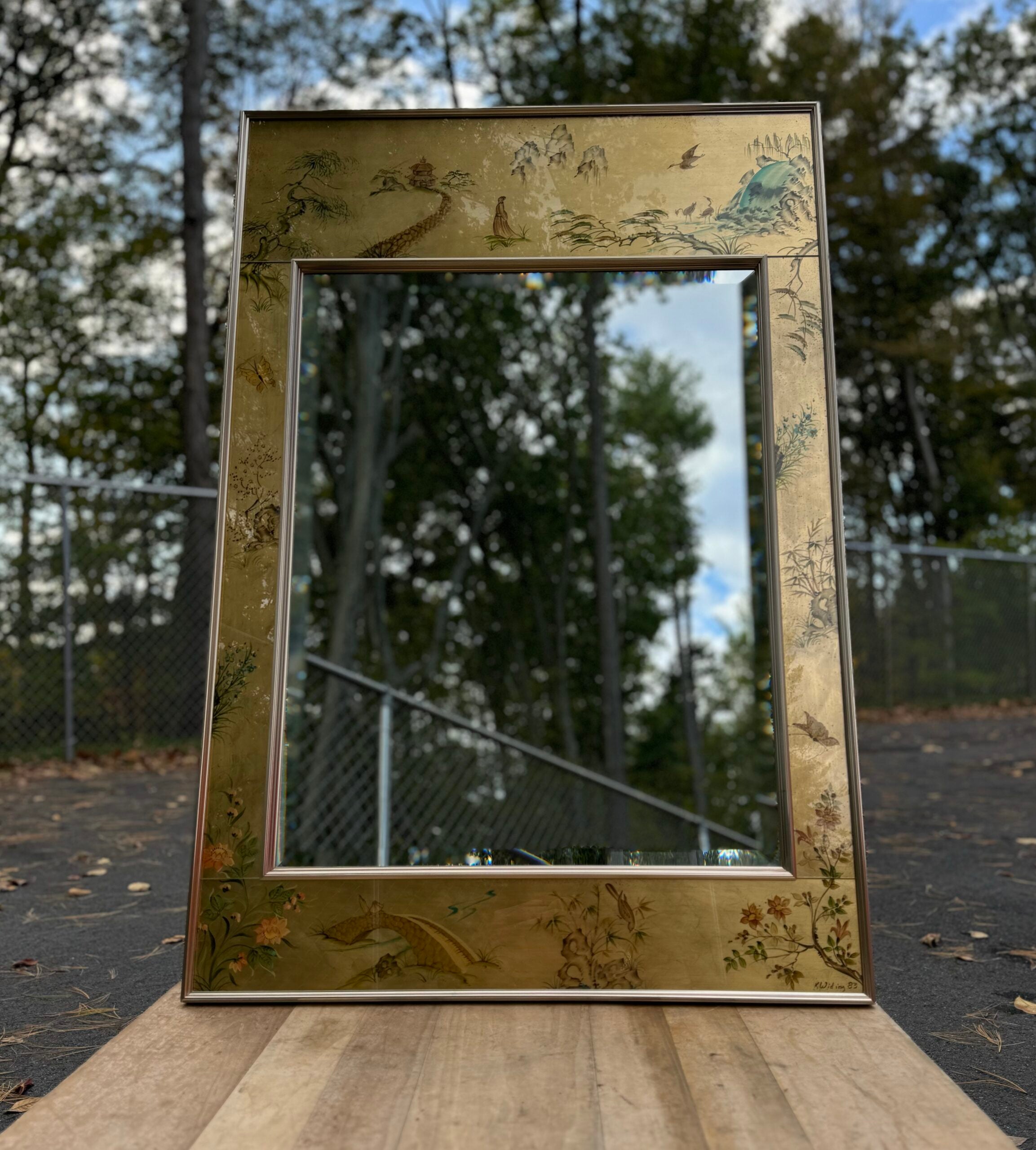 LaBArge Gold Leaf Chinoiserie Eglomise Mirror image 0