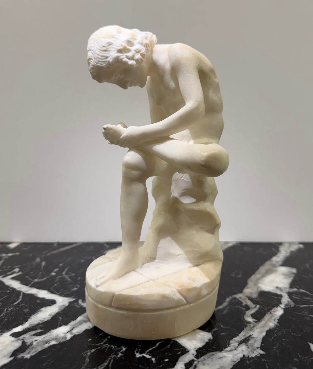 19th Century Alabaster   “Boy With Thorn” Sculpture