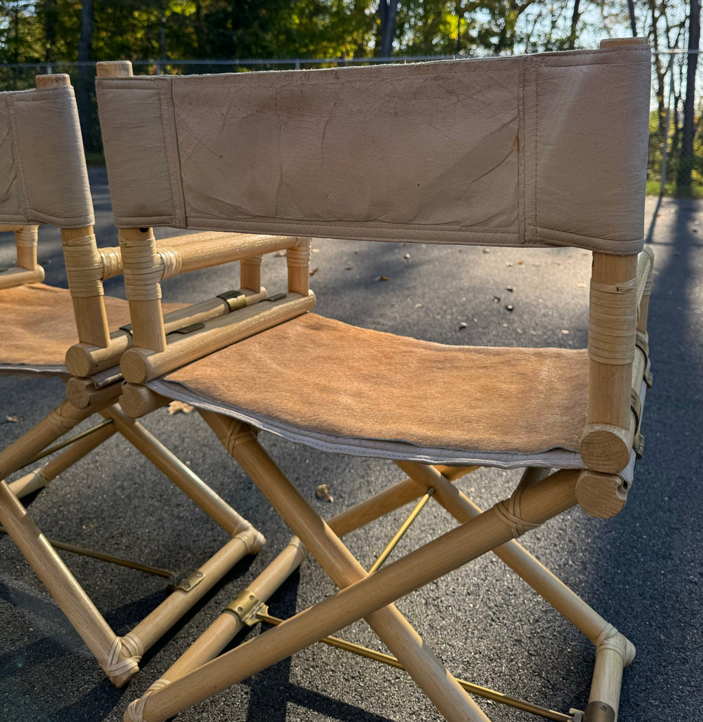 Vintage Pair of McGuire Bamboo &amp; Raw Hide Director's Chairs image 3