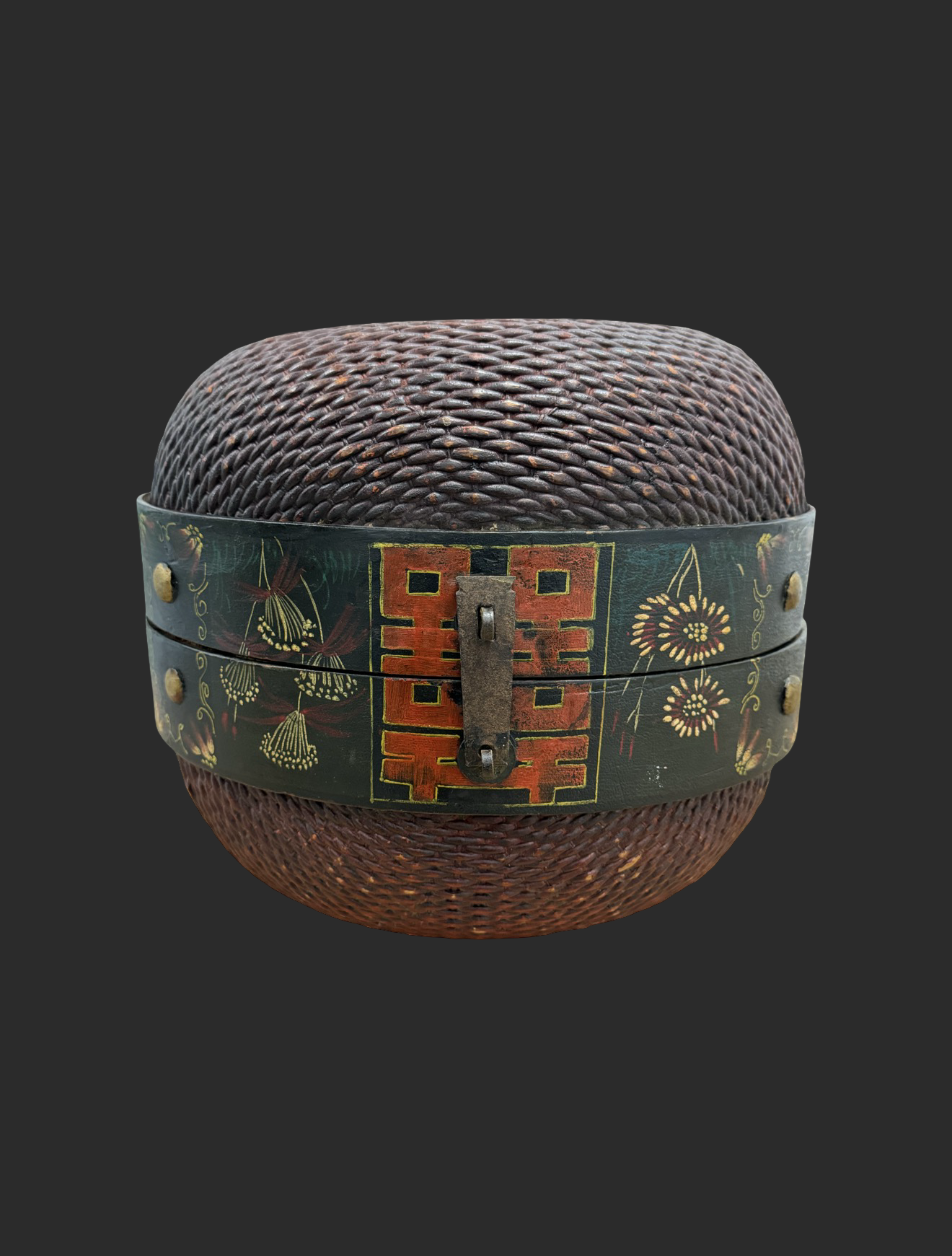 Chinese Vintage Woven Basket Hat Box