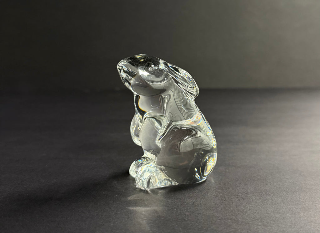 Baccarat France Bunny Rabbit Clear Crystal Paperweight Figurine