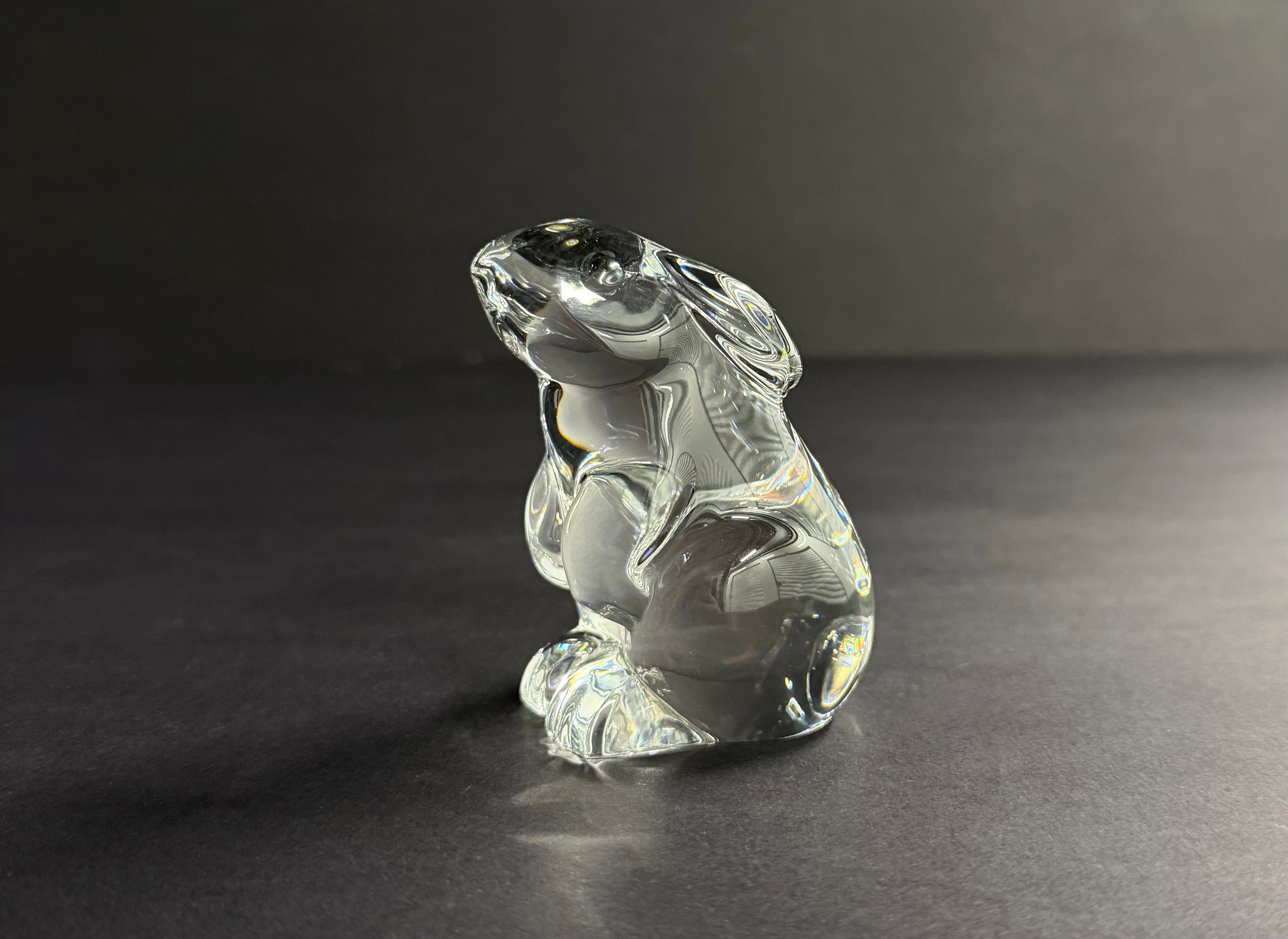 Baccarat France Bunny Rabbit Clear Crystal Paperweight Figurine