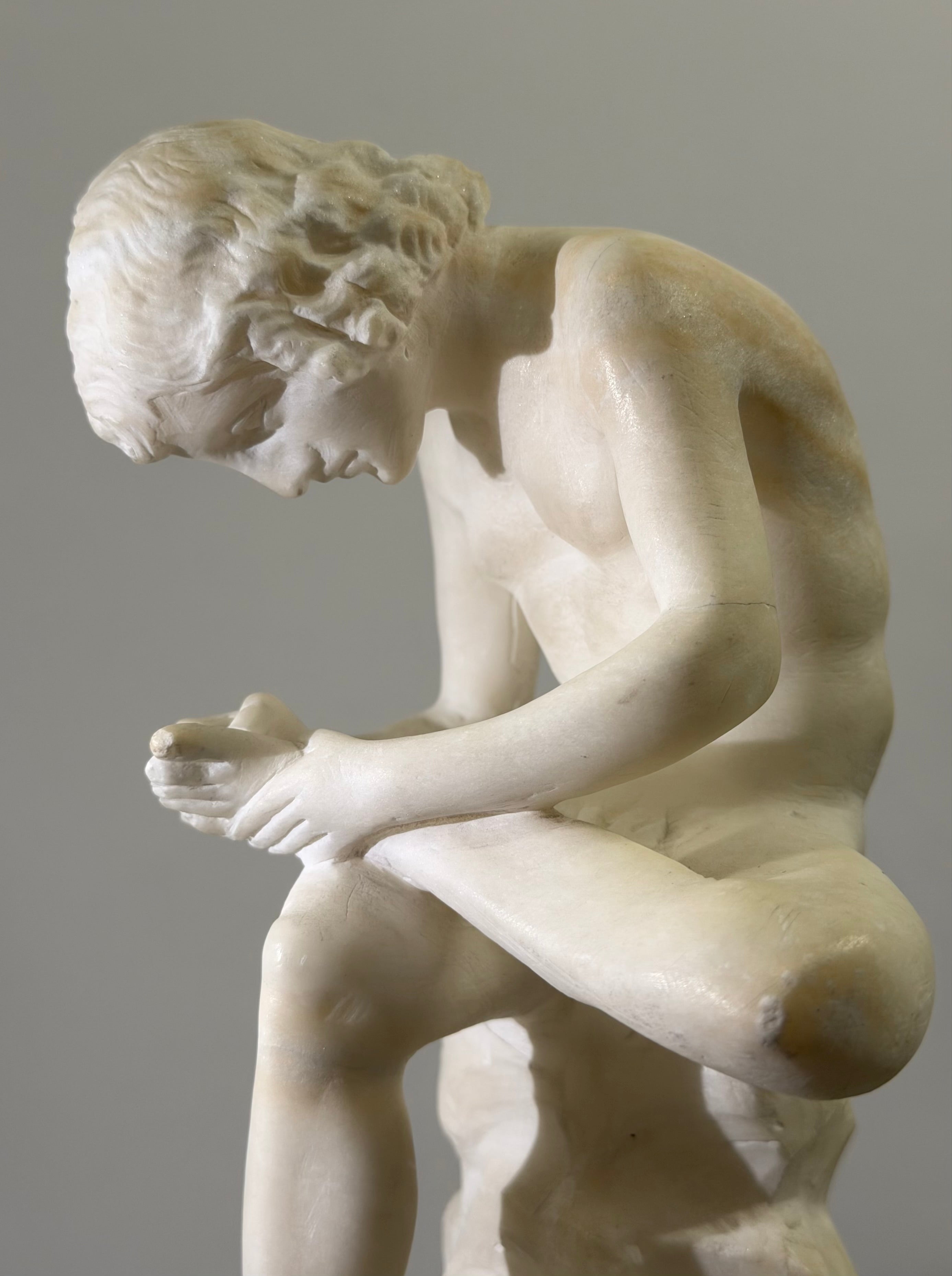19th Century Alabaster   “Boy With Thorn” Sculpture
