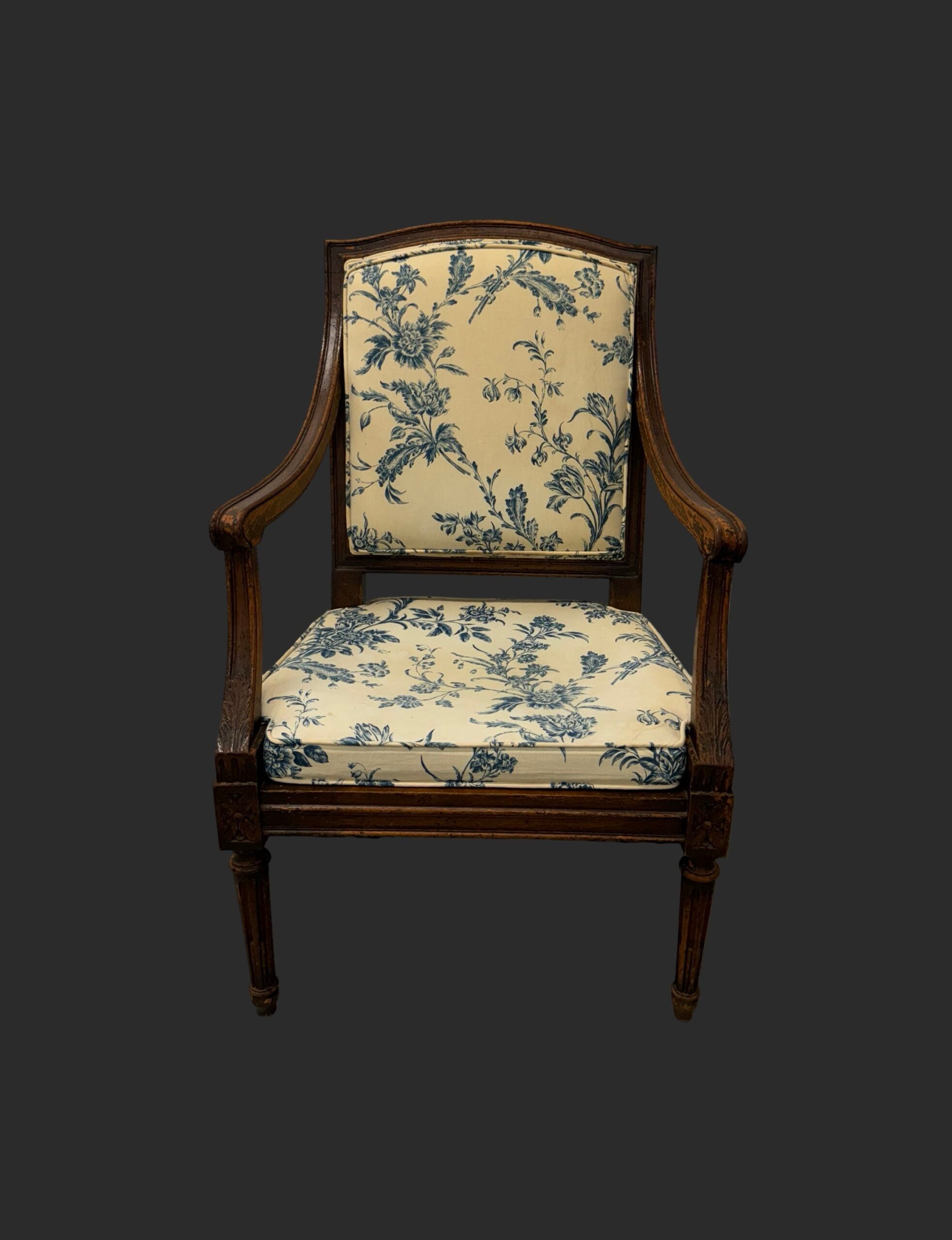 Louis XVI Carved French Armchair image 0