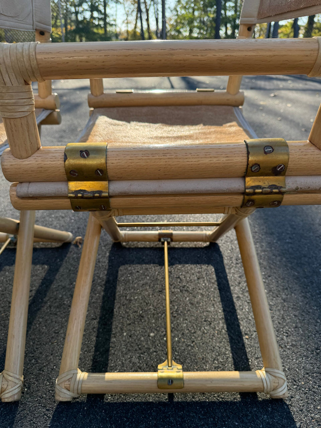 Vintage Pair of McGuire Bamboo &amp; Raw Hide Director's Chairs image 7