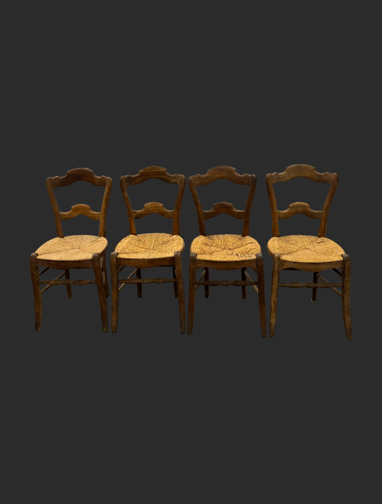 Antique French Country Louis XV Cane Seat Chairs Set of (4) image 0