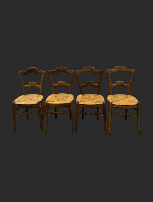 Antique French Country Louis XV Cane Seat Chairs Set of (4) image 0