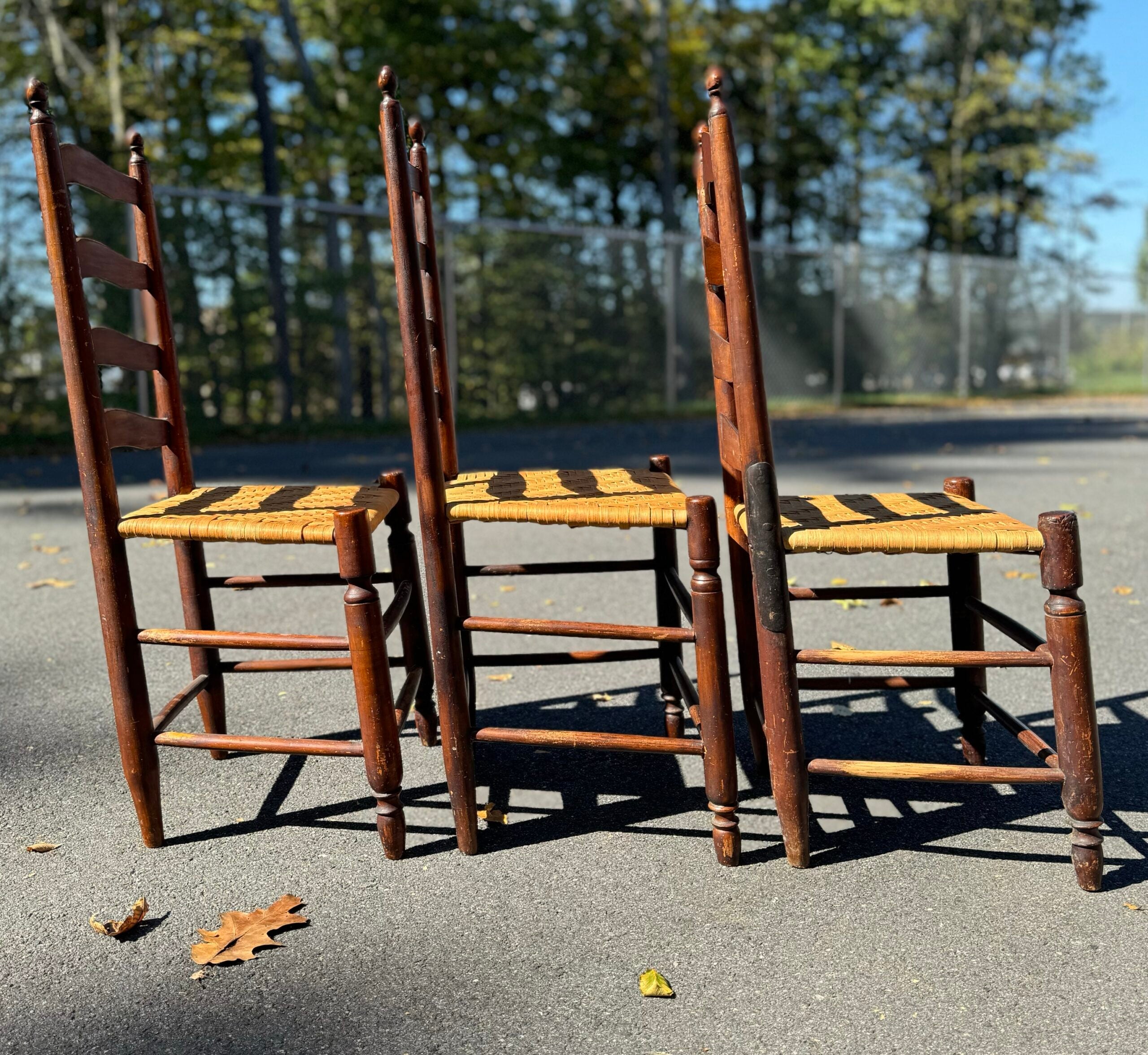 Set Of Antique Ladder Back Chairs image 1