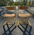 Vintage Pair of McGuire Bamboo &amp; Raw Hide Director's Chairs image 0