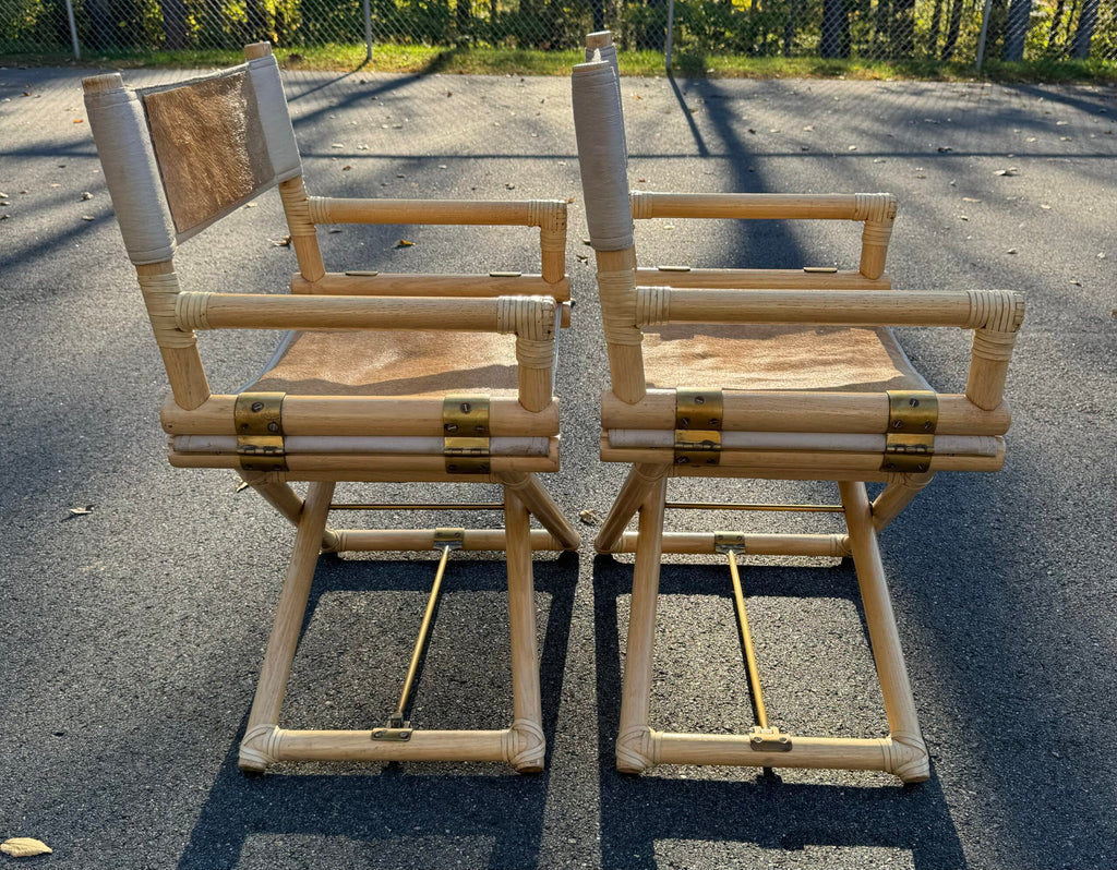 Vintage Pair of McGuire Bamboo &amp; Raw Hide Director's Chairs image 1