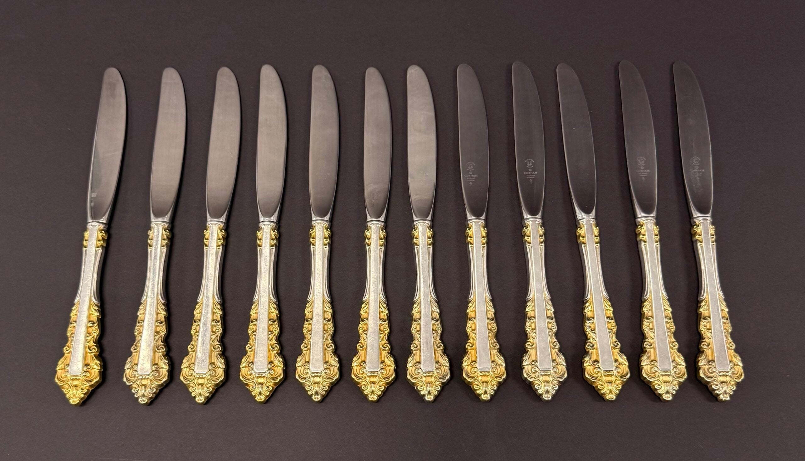 Gorham "Golden Medici" Gold Washed Sterling Silver Handled Knives image 0