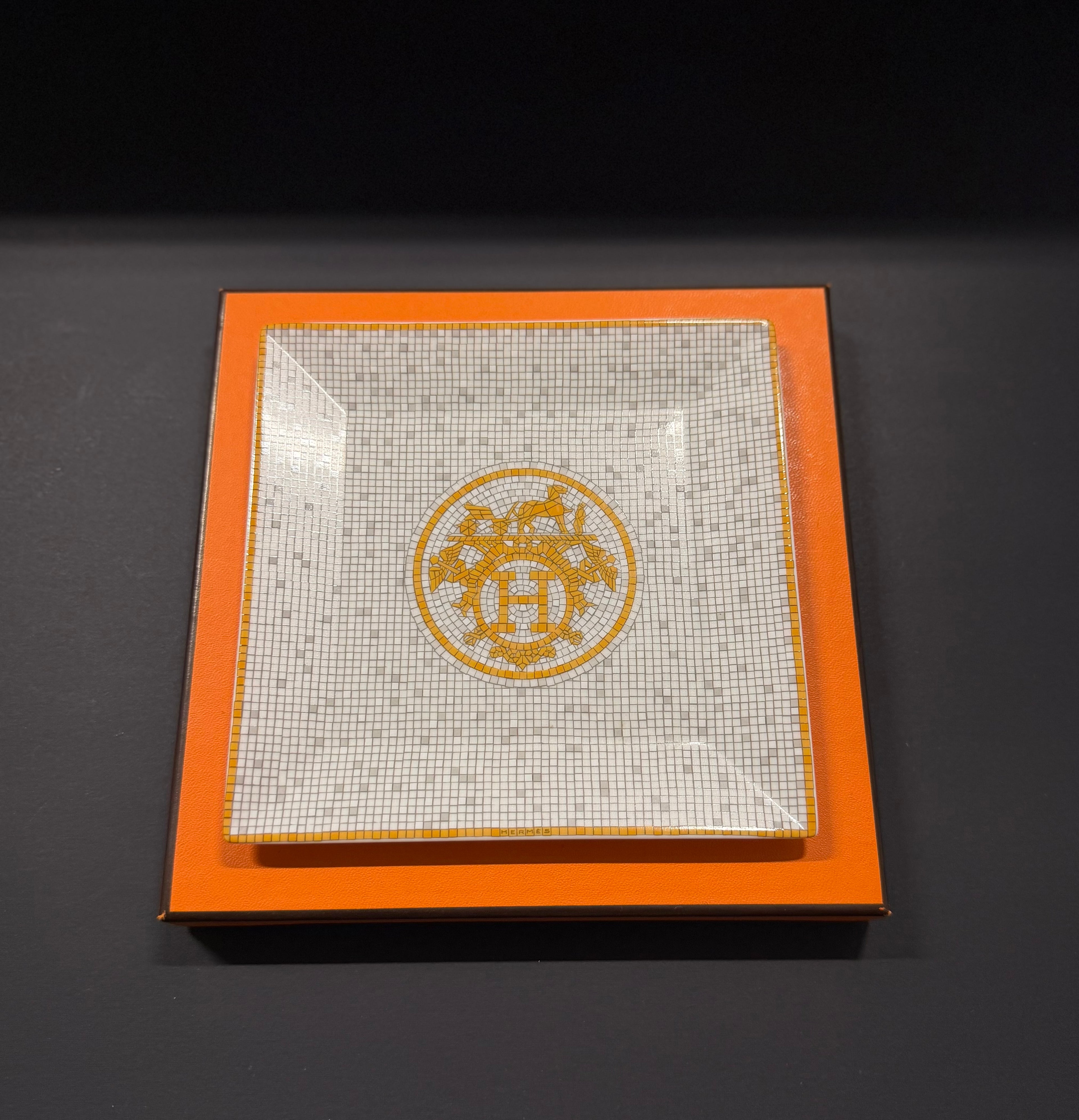 Hermès Mosaique Au 24Gold Square Plate No.3