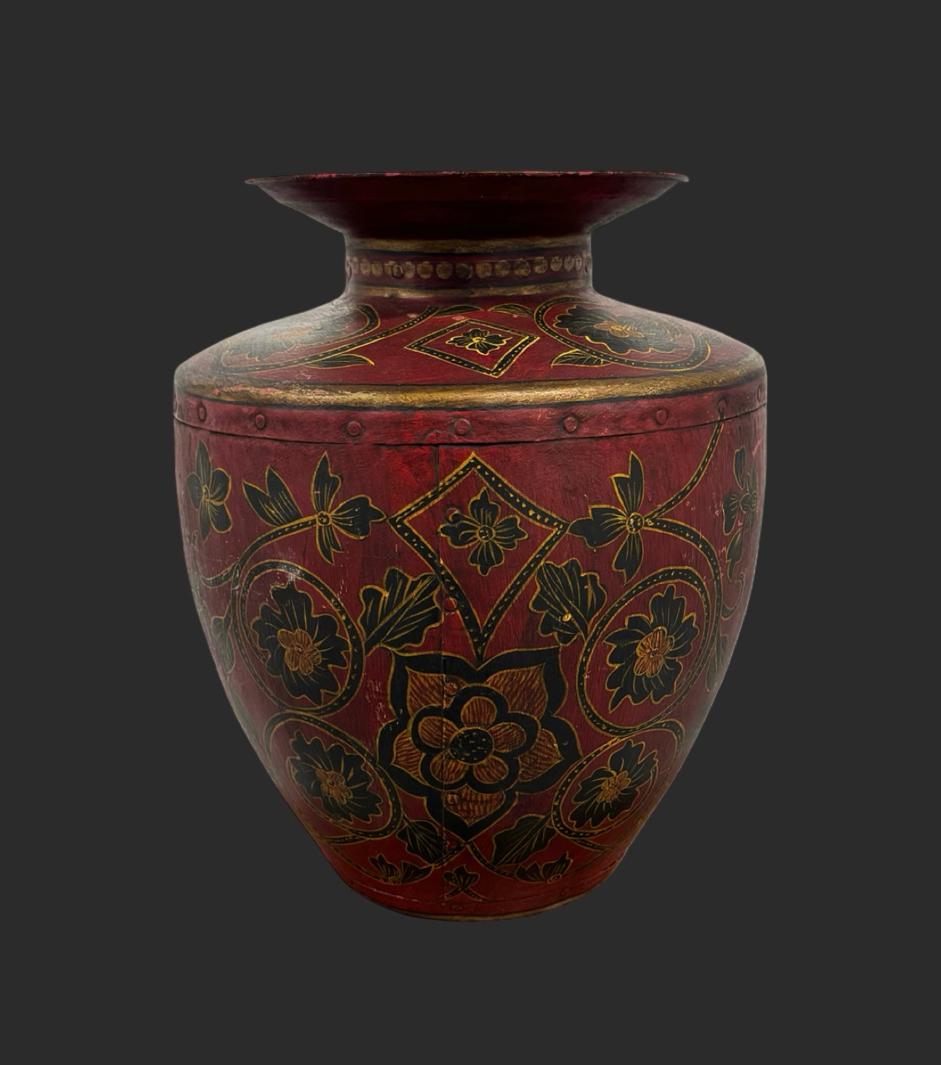 Kashmiri Indo-Raj Hand Painted Metal Vase image 0