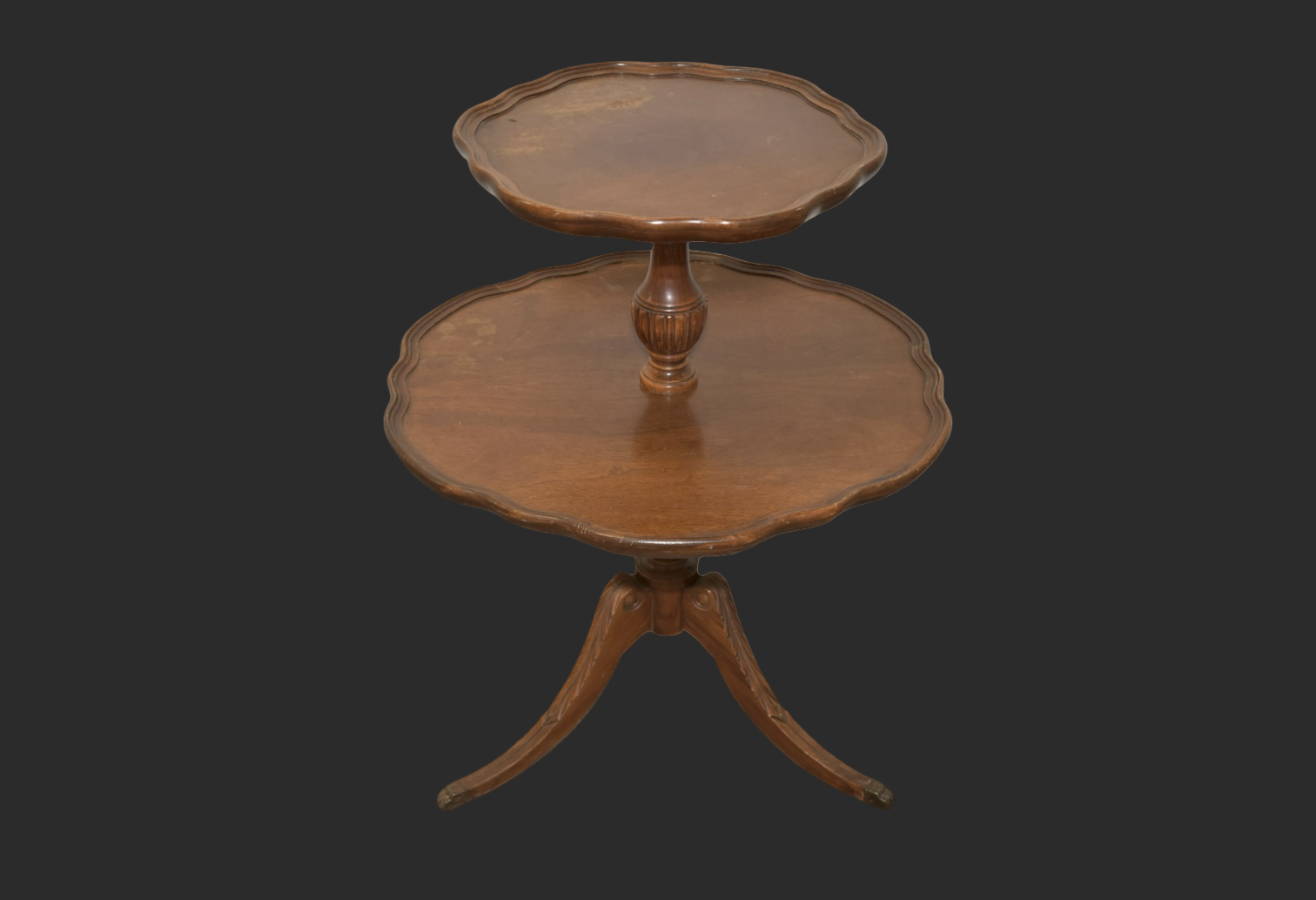 Mahogany Two Tier Pie Crust Side Table image 0