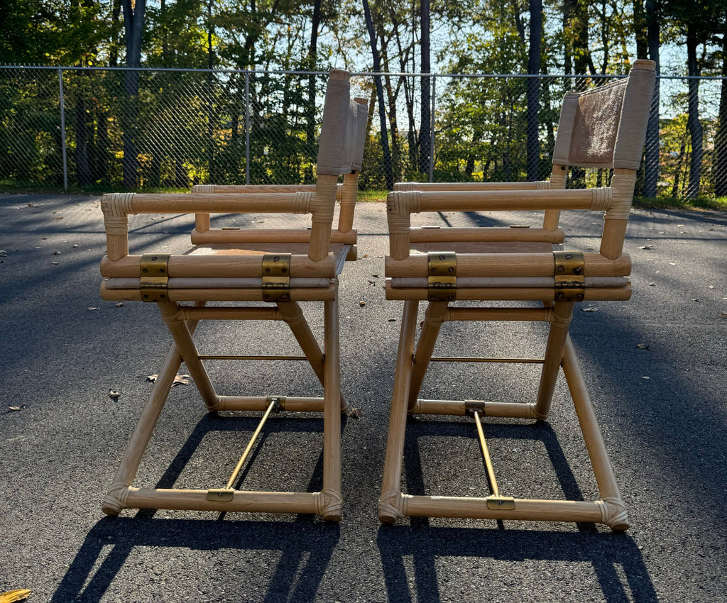 Vintage Pair of McGuire Bamboo &amp; Raw Hide Director's Chairs image 6
