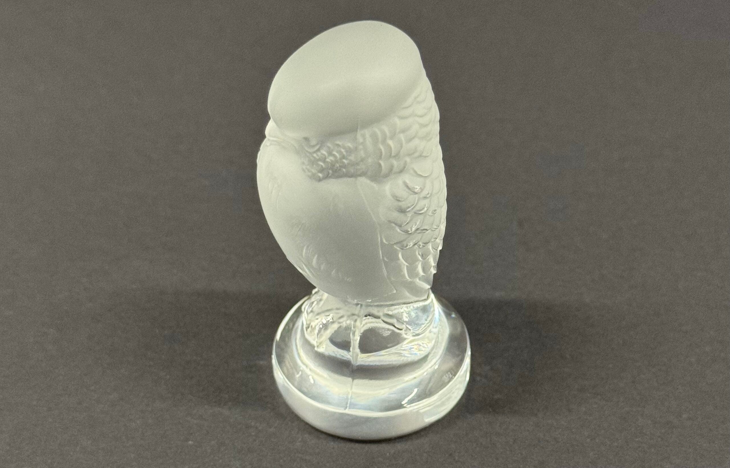 Vintage Lalique France Signed Bird of Prey Small Crystal Owl image 2