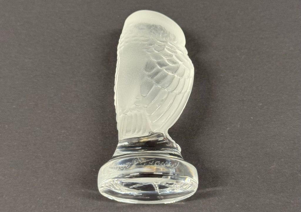 Vintage Lalique France Signed Bird of Prey Small Crystal Owl image 3