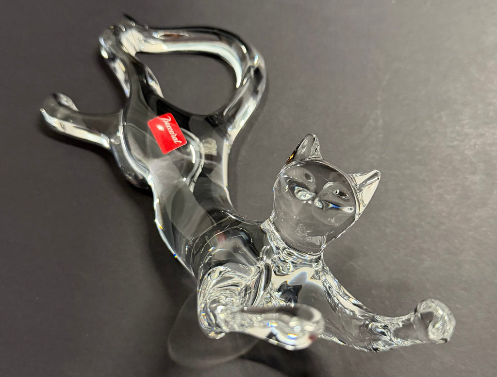 Baccarat Crystal Figurine Cat Stretching image 0