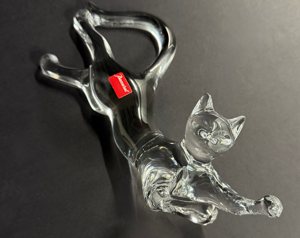 Baccarat Crystal Figurine Cat Stretching
