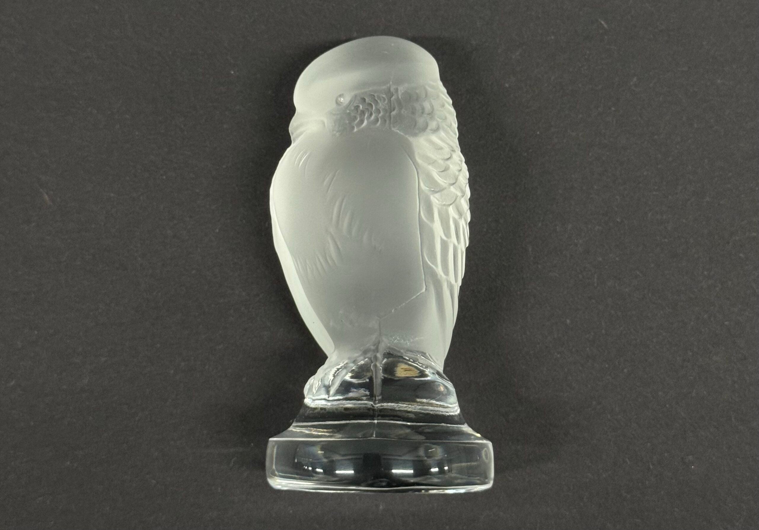 Vintage Lalique France Signed Bird of Prey Small Crystal Owl image 4