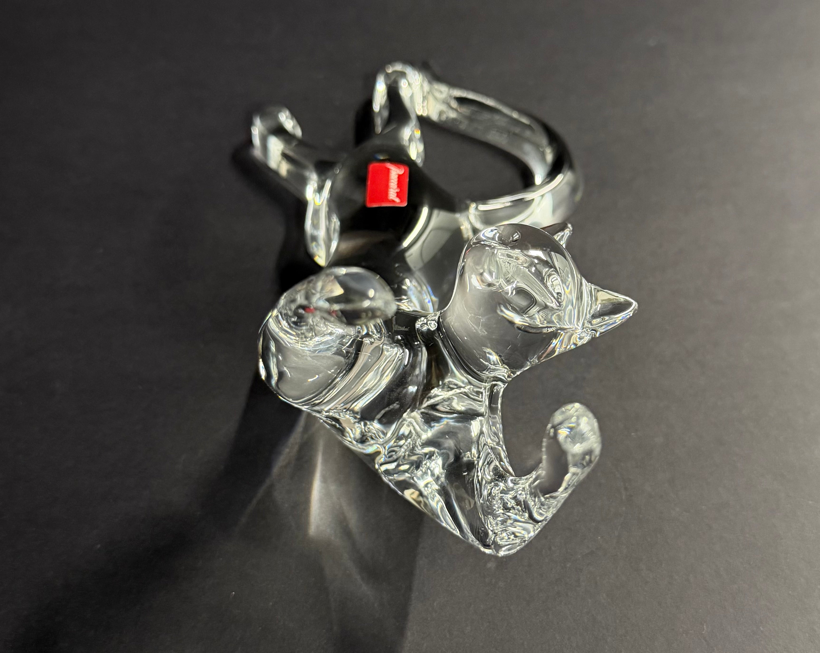 Baccarat Crystal Figurine Cat Stretching