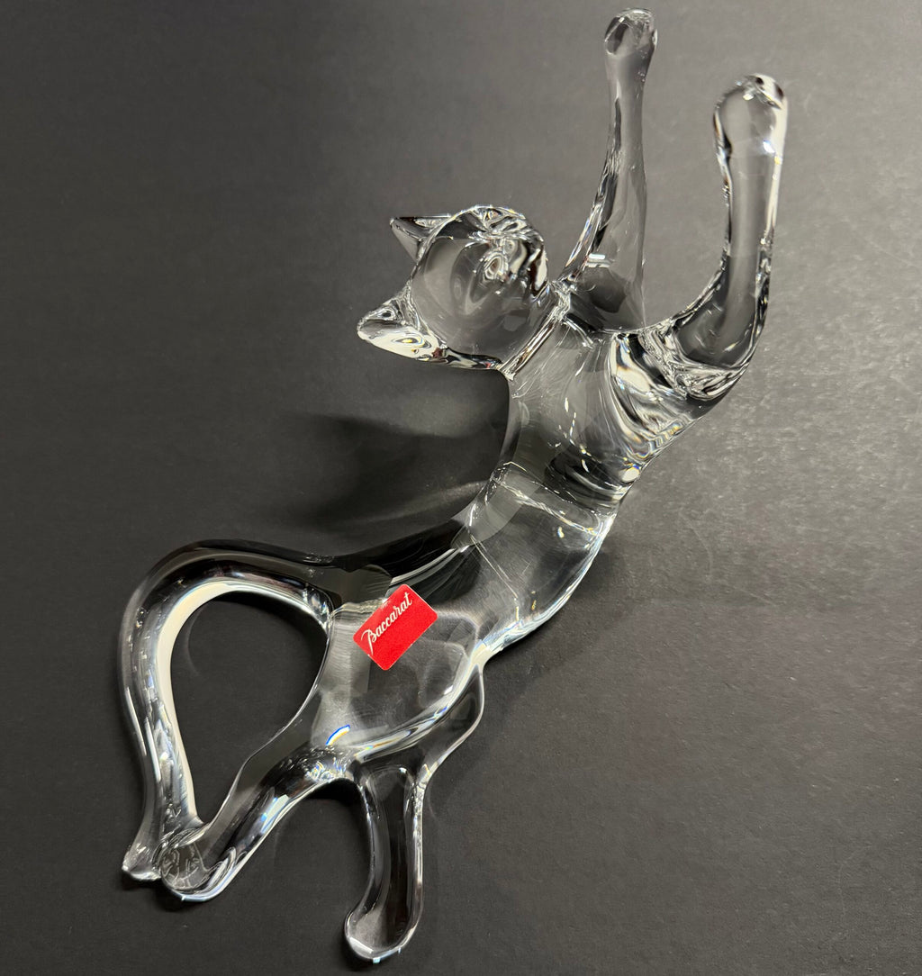 Baccarat Crystal Figurine Cat Stretching image 1