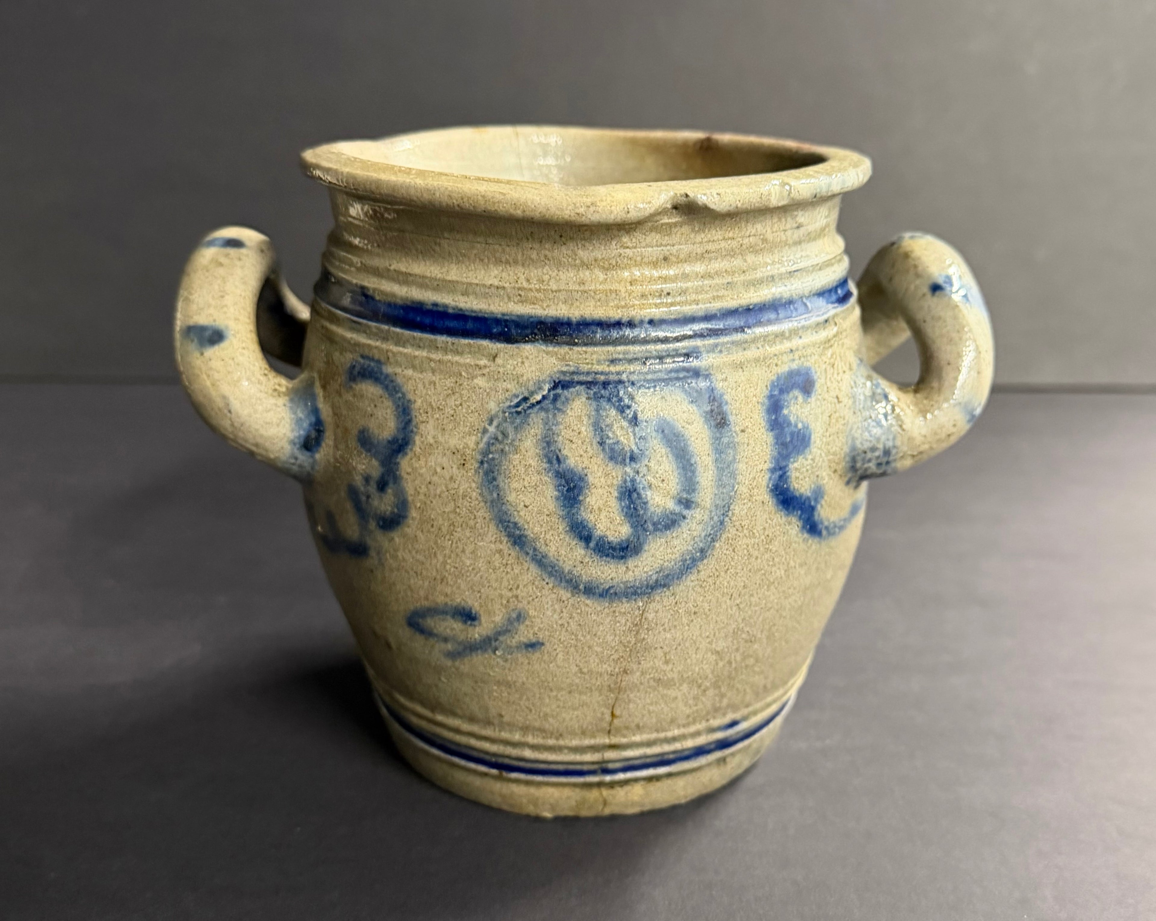 Antique French Double Handle Stoneware