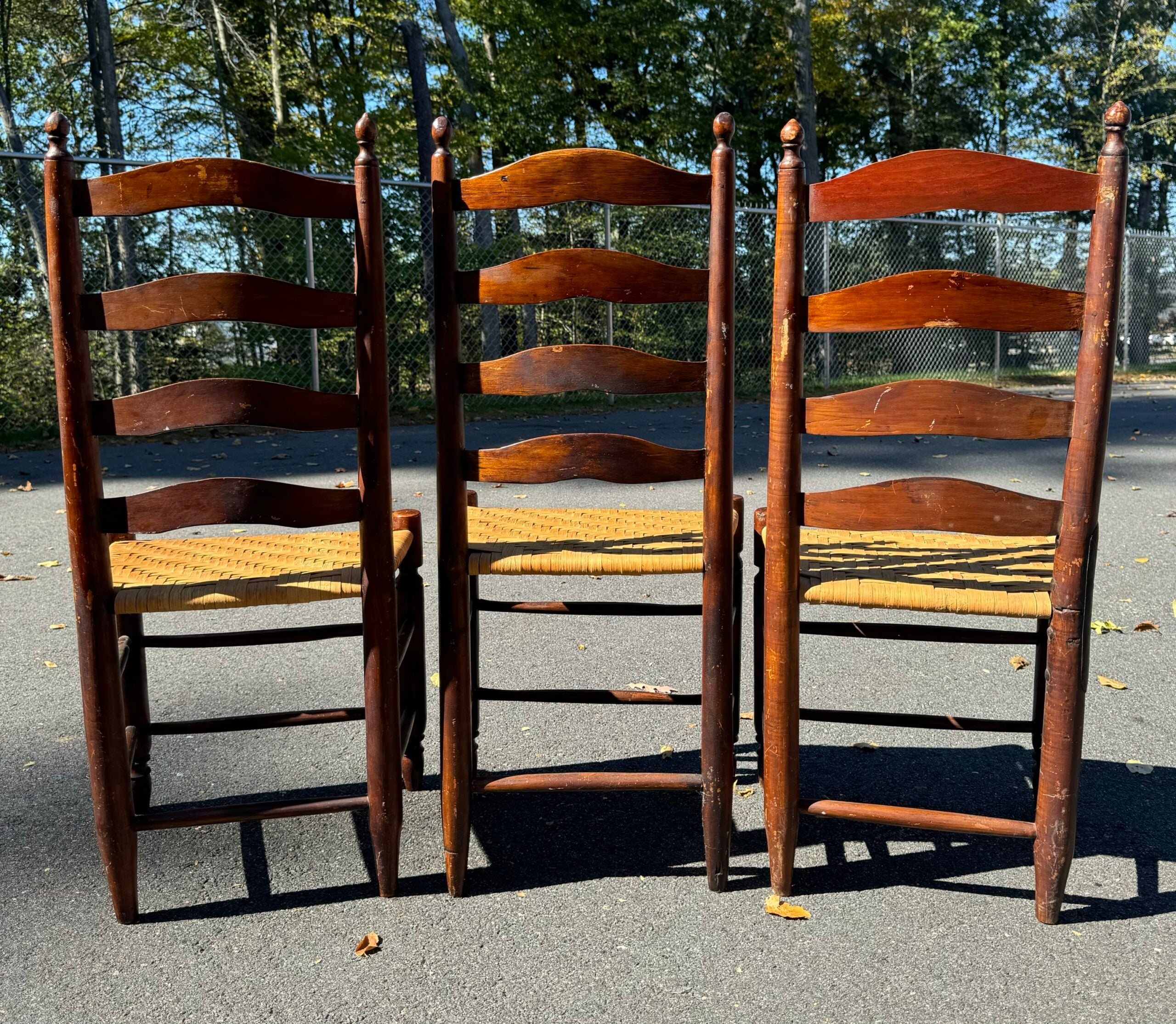 Set Of Antique Ladder Back Chairs image 2
