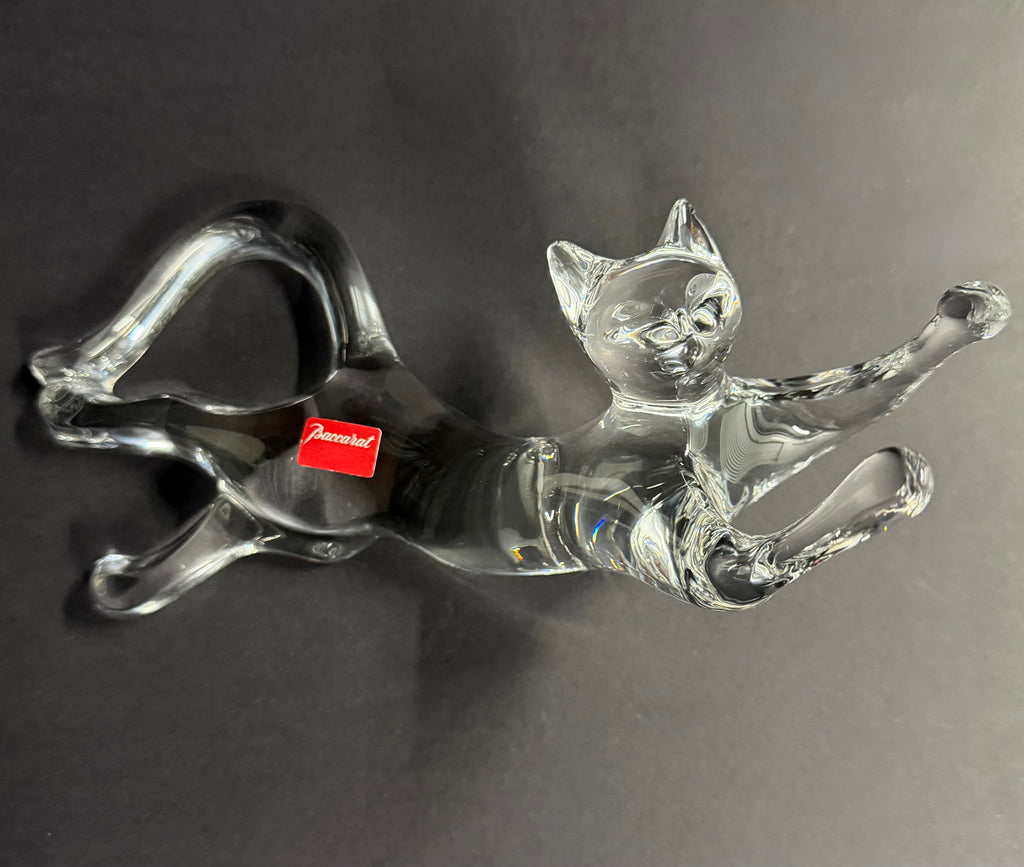 Baccarat Crystal Figurine Cat Stretching