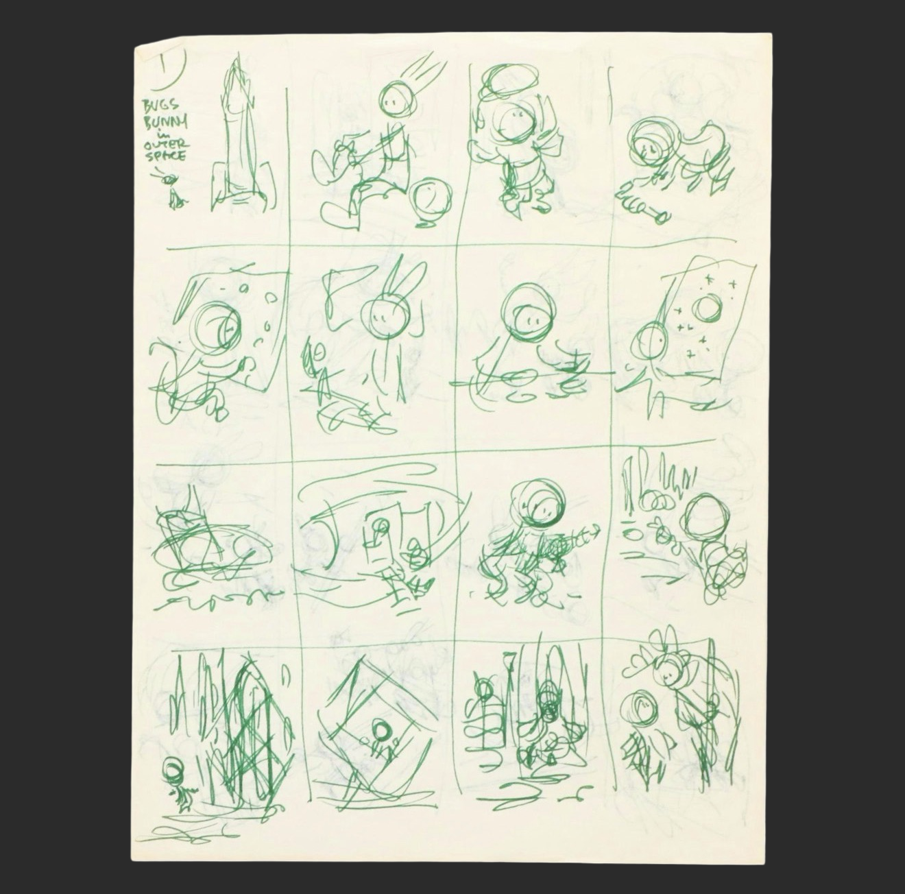 Circa 1977 Bugs Bunny in Outer space storybook sketch