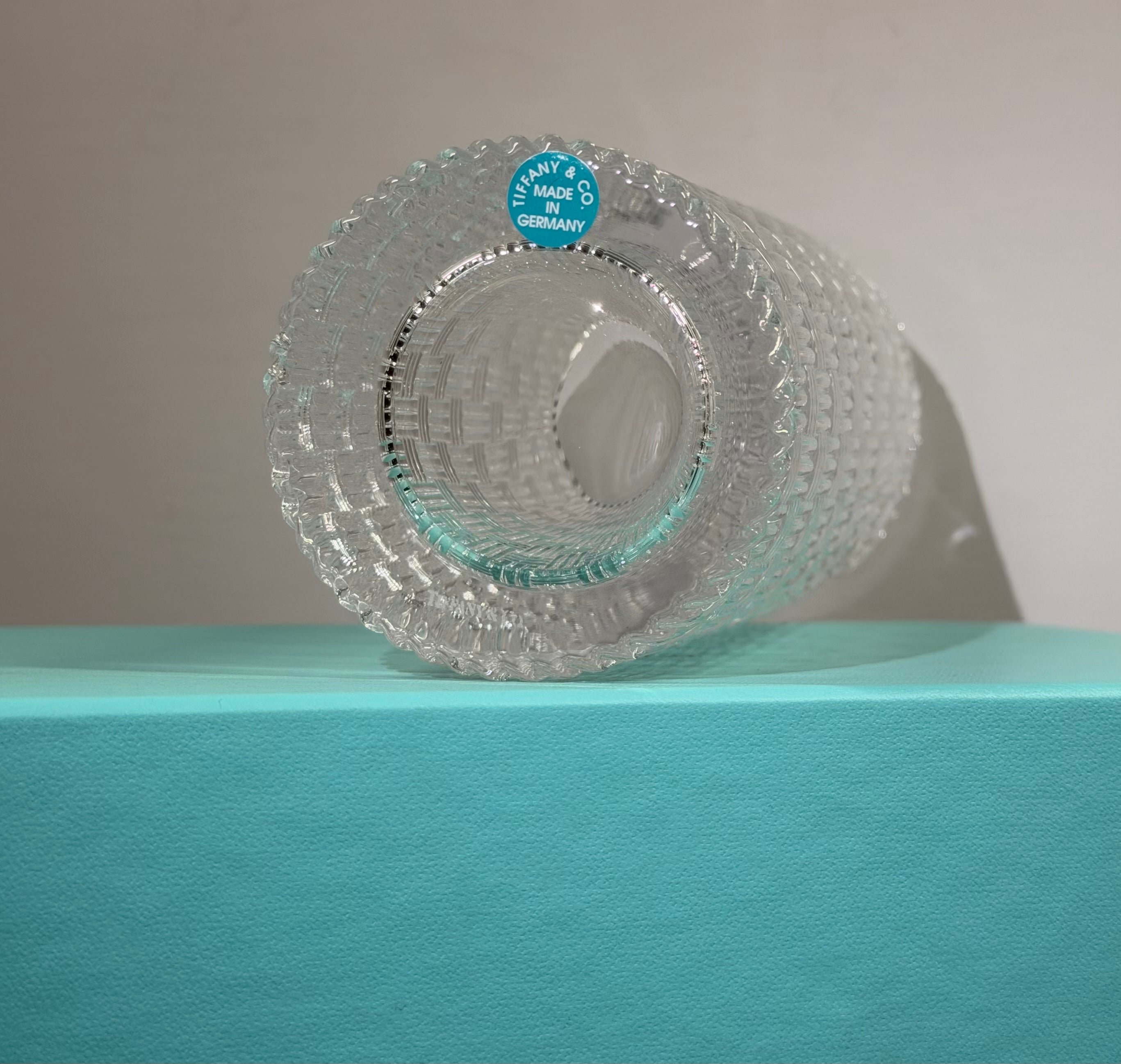 Tiffany & Co. Woven Basketweave Crystal Cylinder Vase