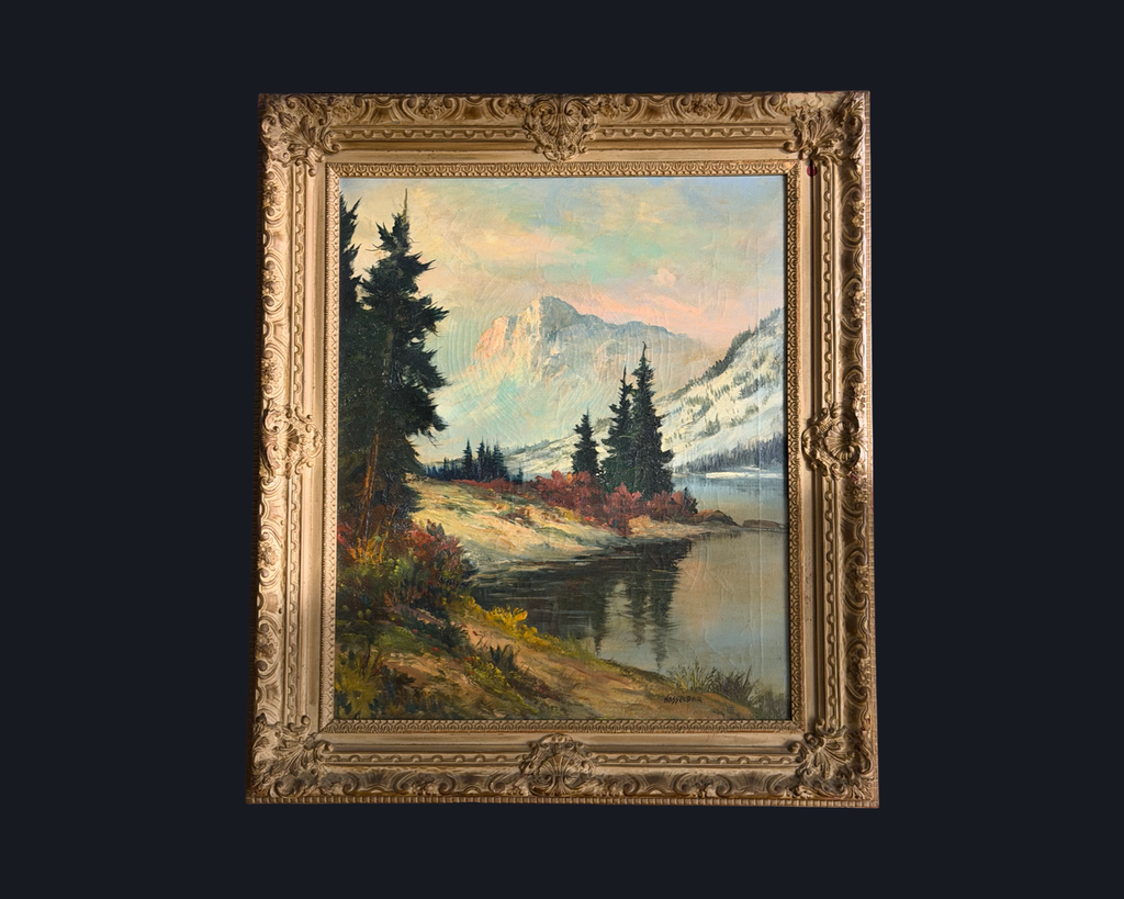 20th Century Michael Hasselbar Westen Mountain Landscape Oil On Canvas