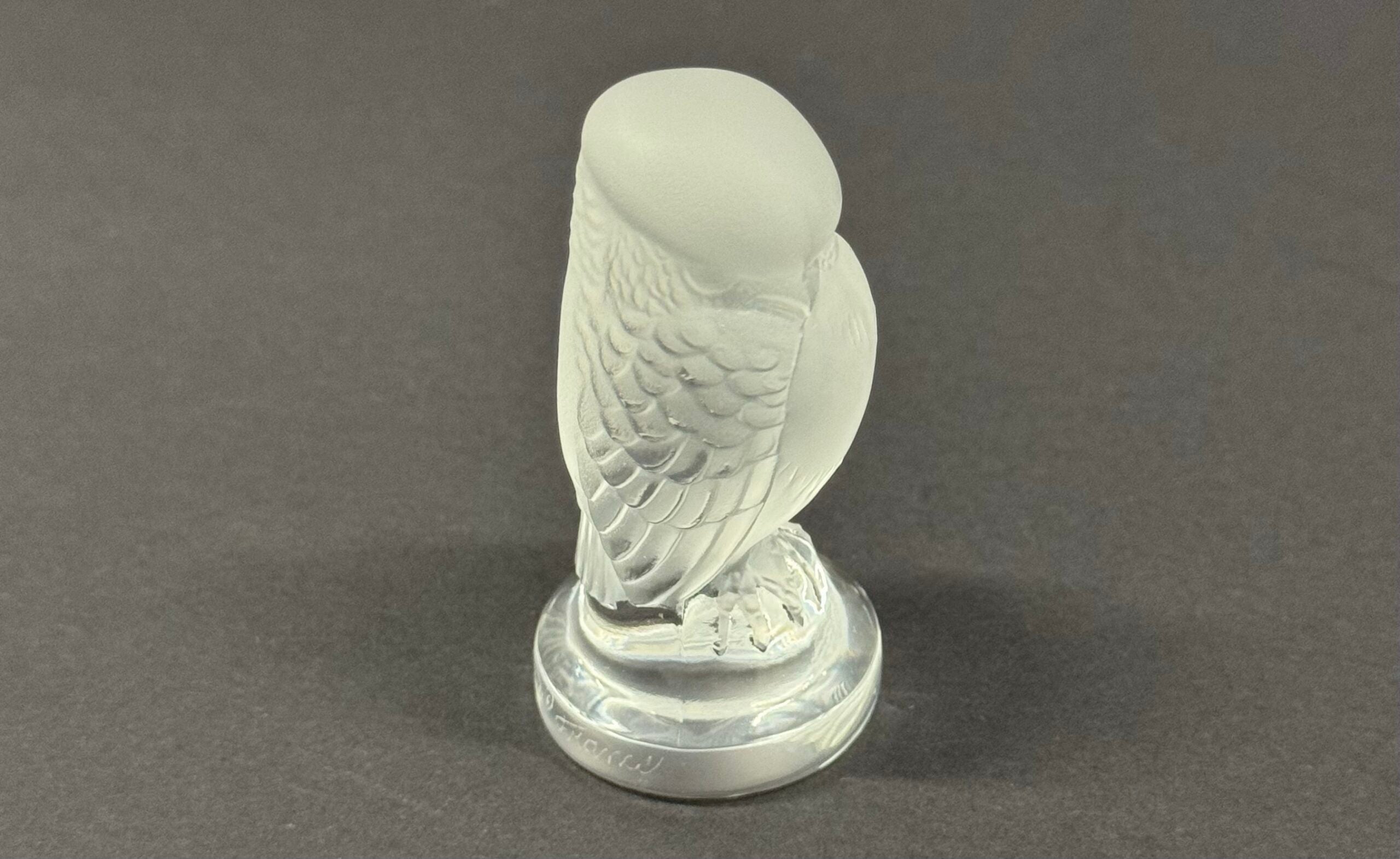 Vintage Lalique France Signed Bird of Prey Small Crystal Owl image 0