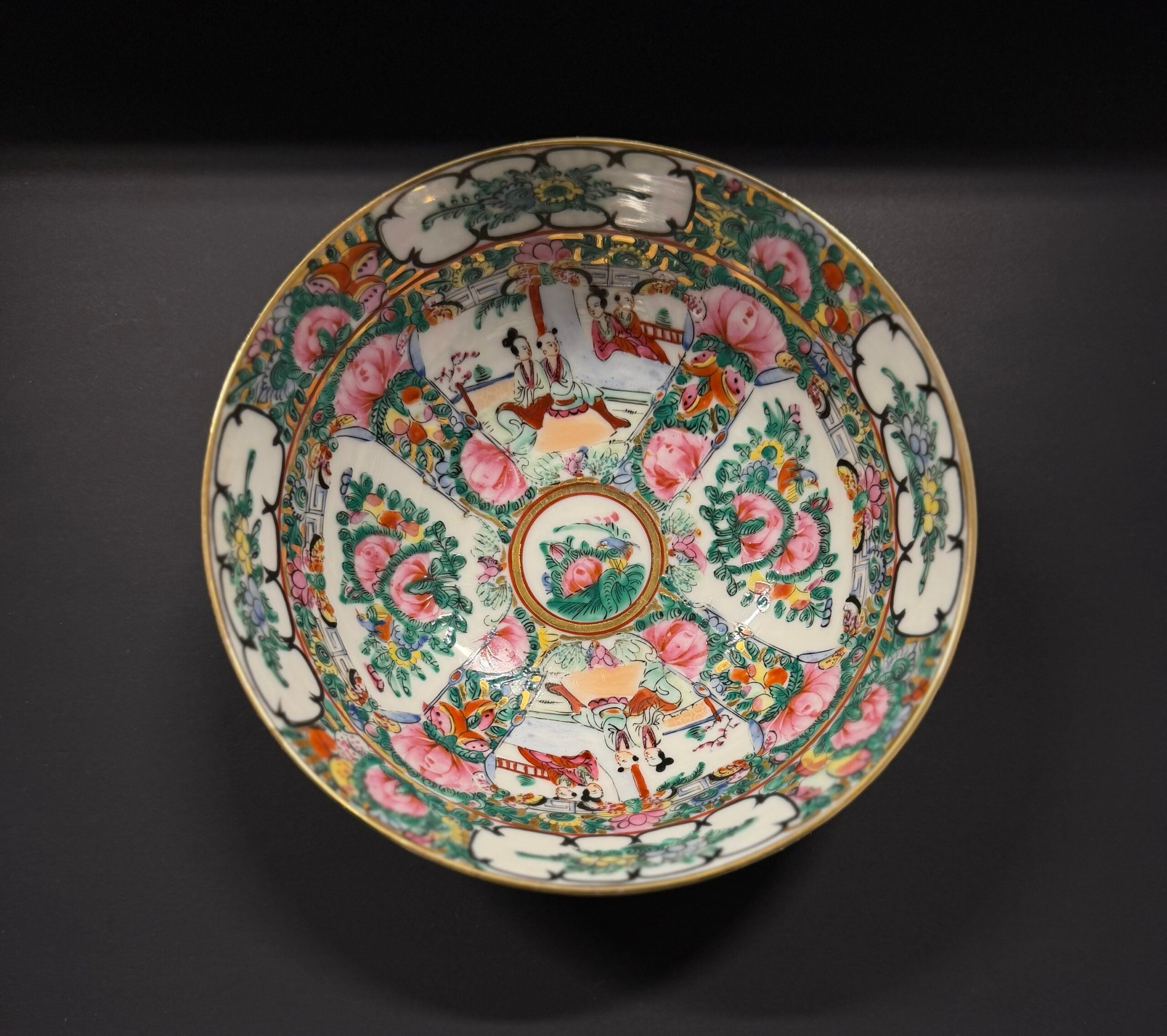 Antique Chinese Rose Medallion Porcelain Bowl image 1