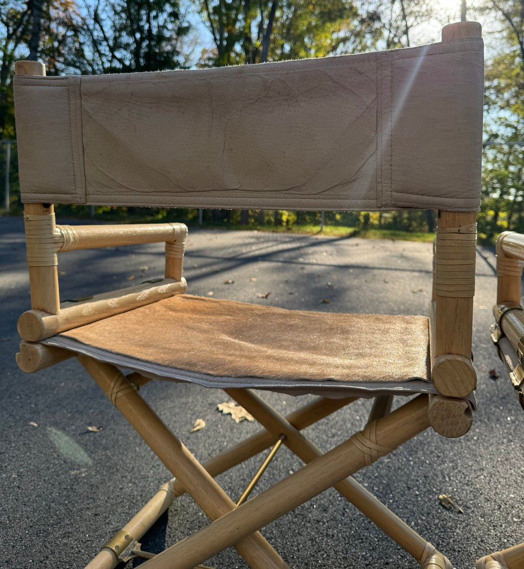 Vintage Pair of McGuire Bamboo &amp; Raw Hide Director's Chairs image 4