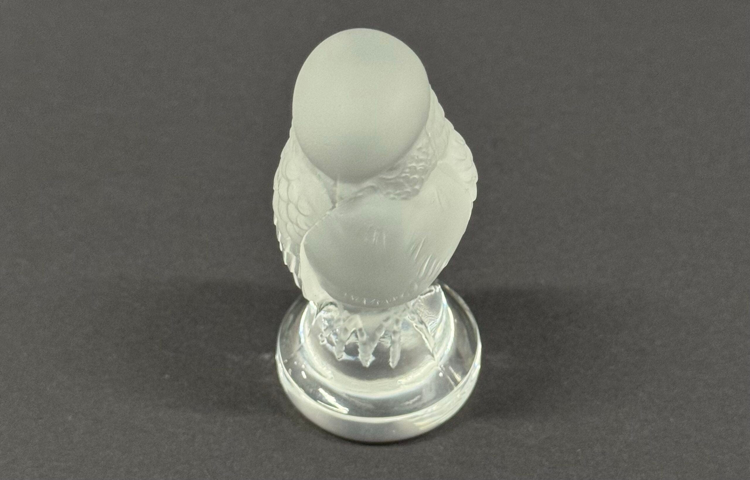 Vintage Lalique France Signed Bird of Prey Small Crystal Owl image 1