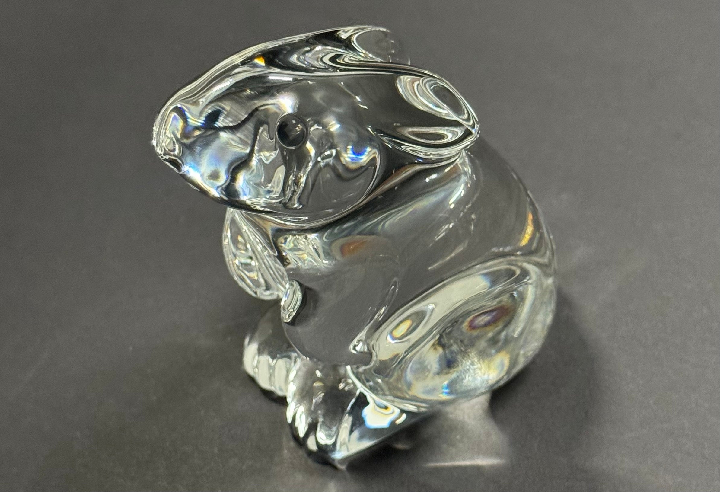 Baccarat France Bunny Rabbit Clear Crystal Paperweight Figurine image 1