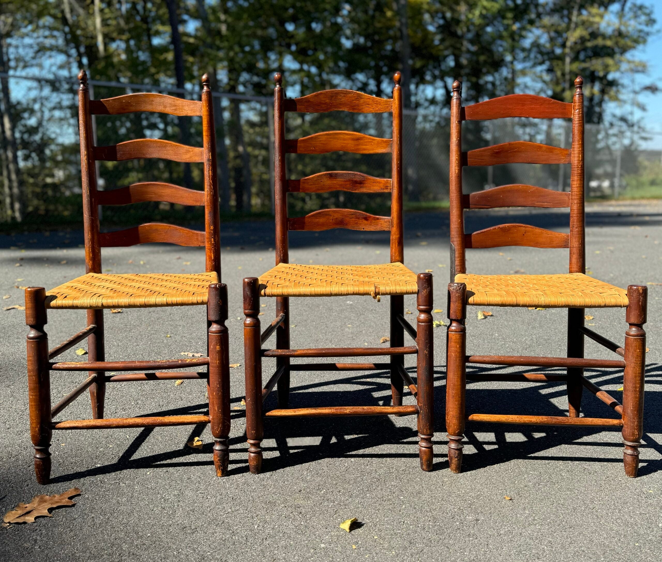 Set Of Antique Ladder Back Chairs image 0