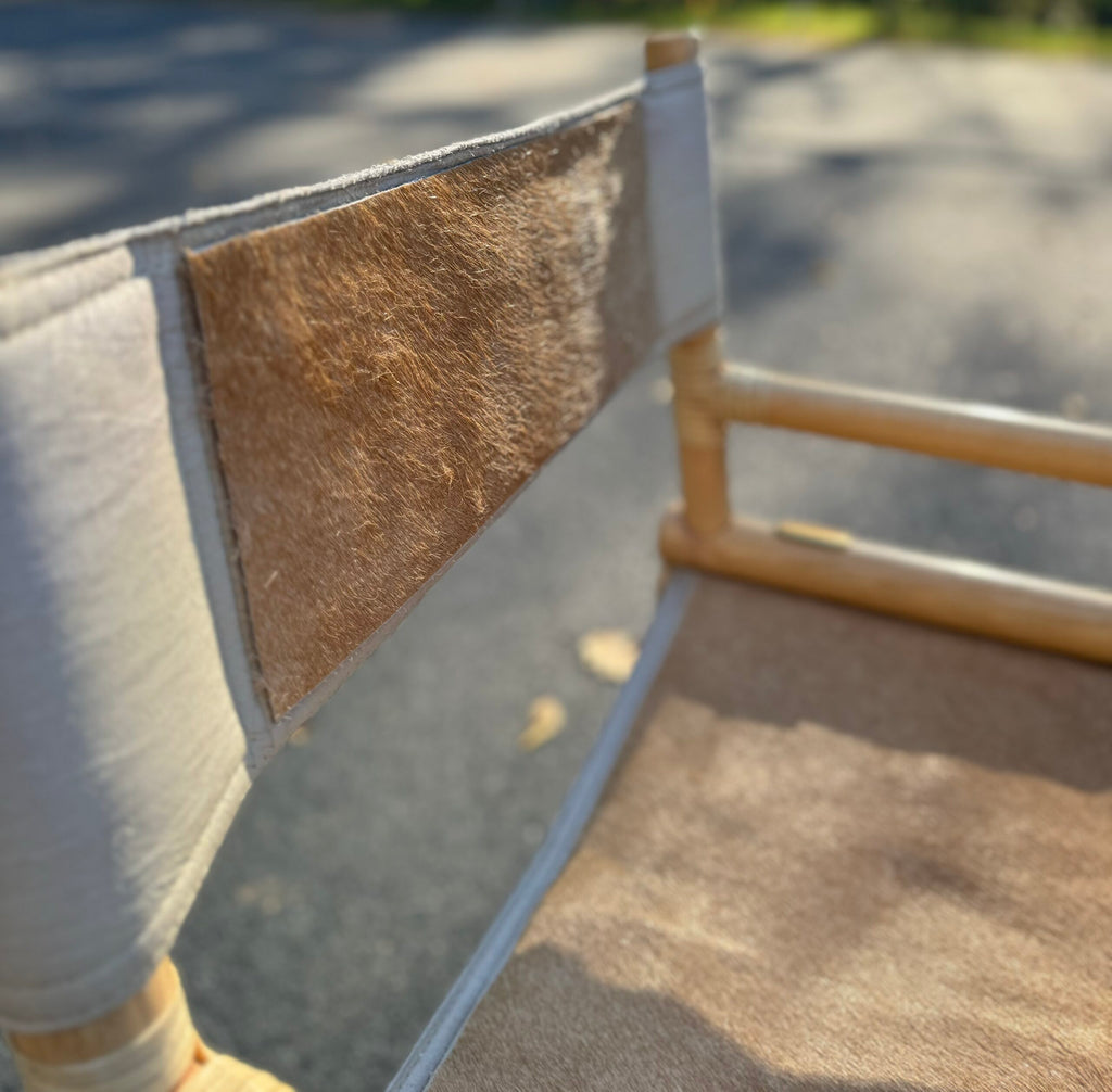 Vintage Pair of McGuire Bamboo &amp; Raw Hide Director's Chairs image 2