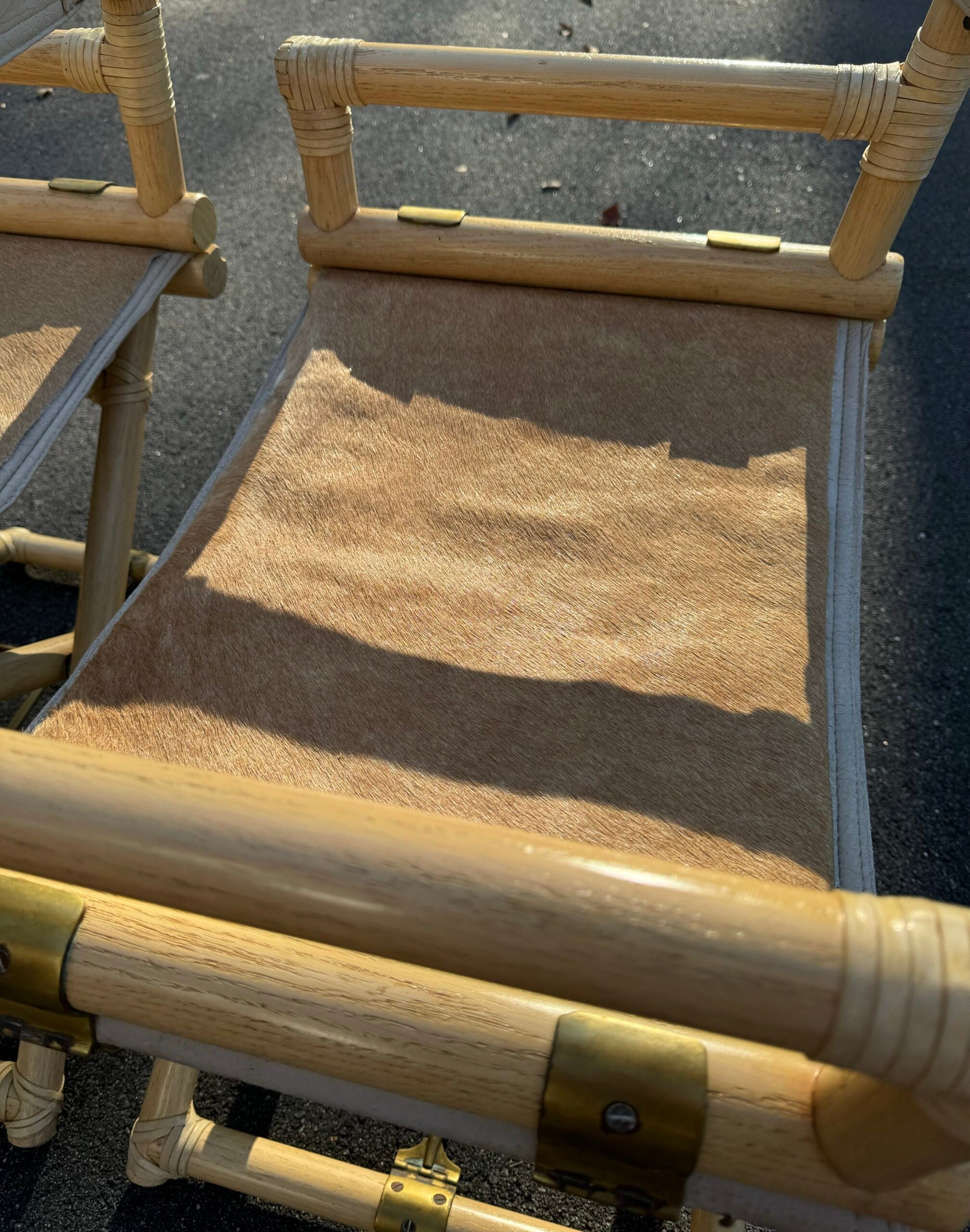Vintage Pair of McGuire Bamboo &amp; Raw Hide Director's Chairs image 5